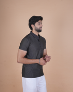 Black Classic Stripe Half-Sleeve Polo T-Shirt