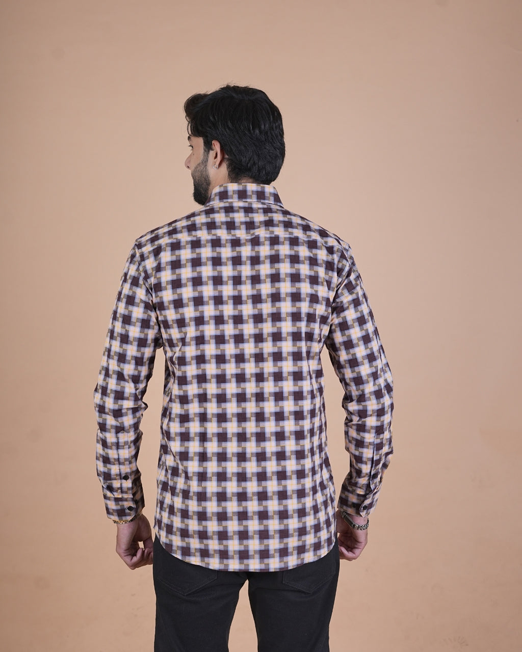 Brown Multi Check Formal Shirt