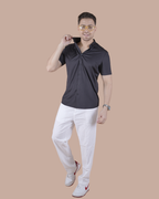 Black Solid Self-Shine Formal Half Sleeve Shirt