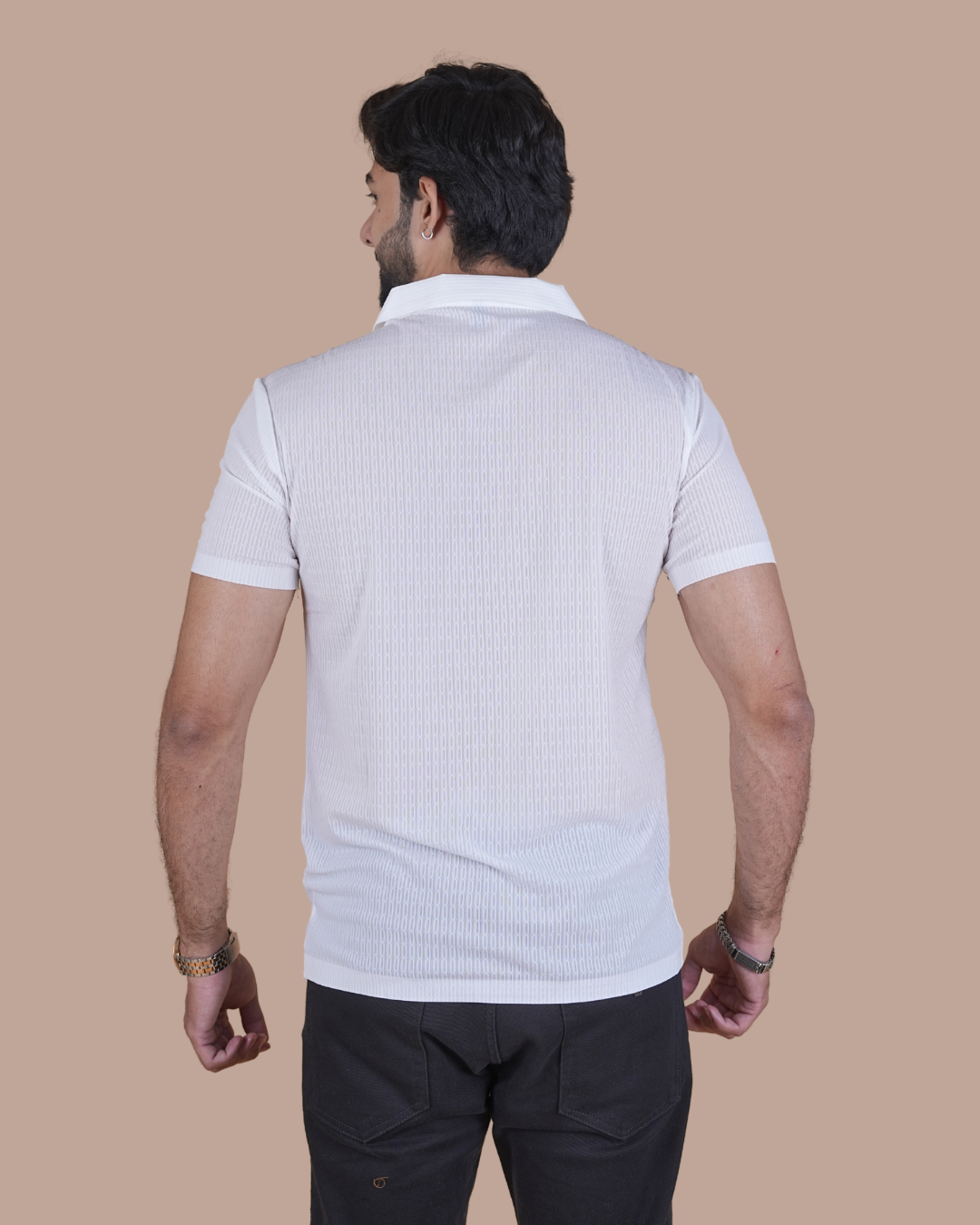 Arctic White Seamless V-Neck Polo T-Shirt
