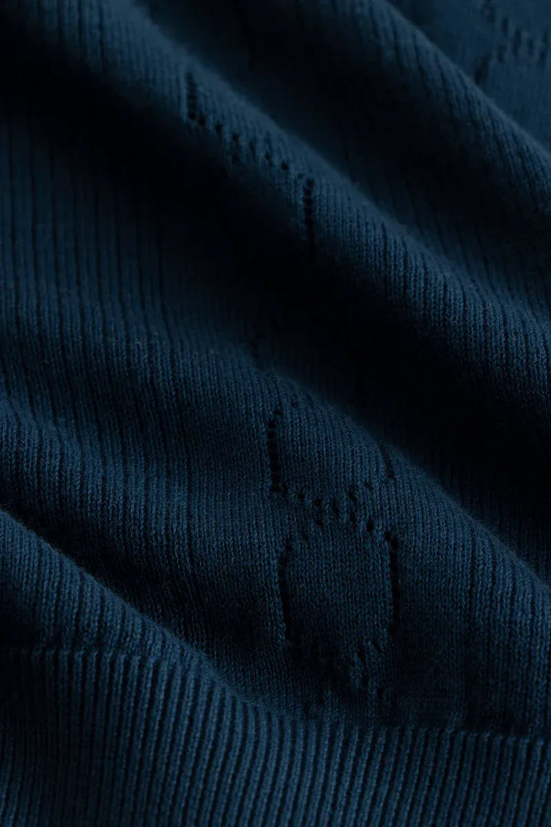 Navy Textured Knit Polo