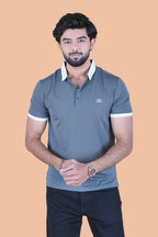 Men’s Elite Textured Anthracite Polo – Stretchable