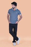 Men’s Elite Textured Anthracite Polo – Stretchable