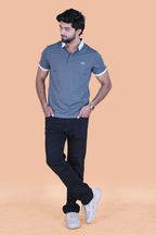 Men’s Elite Textured Anthracite Polo – Stretchable