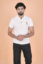 Men’s Signature Pearl White Polo – Breathable Half-Sleeve T-Shirt