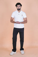 Men’s Signature Pearl White Polo – Breathable Half-Sleeve T-Shirt