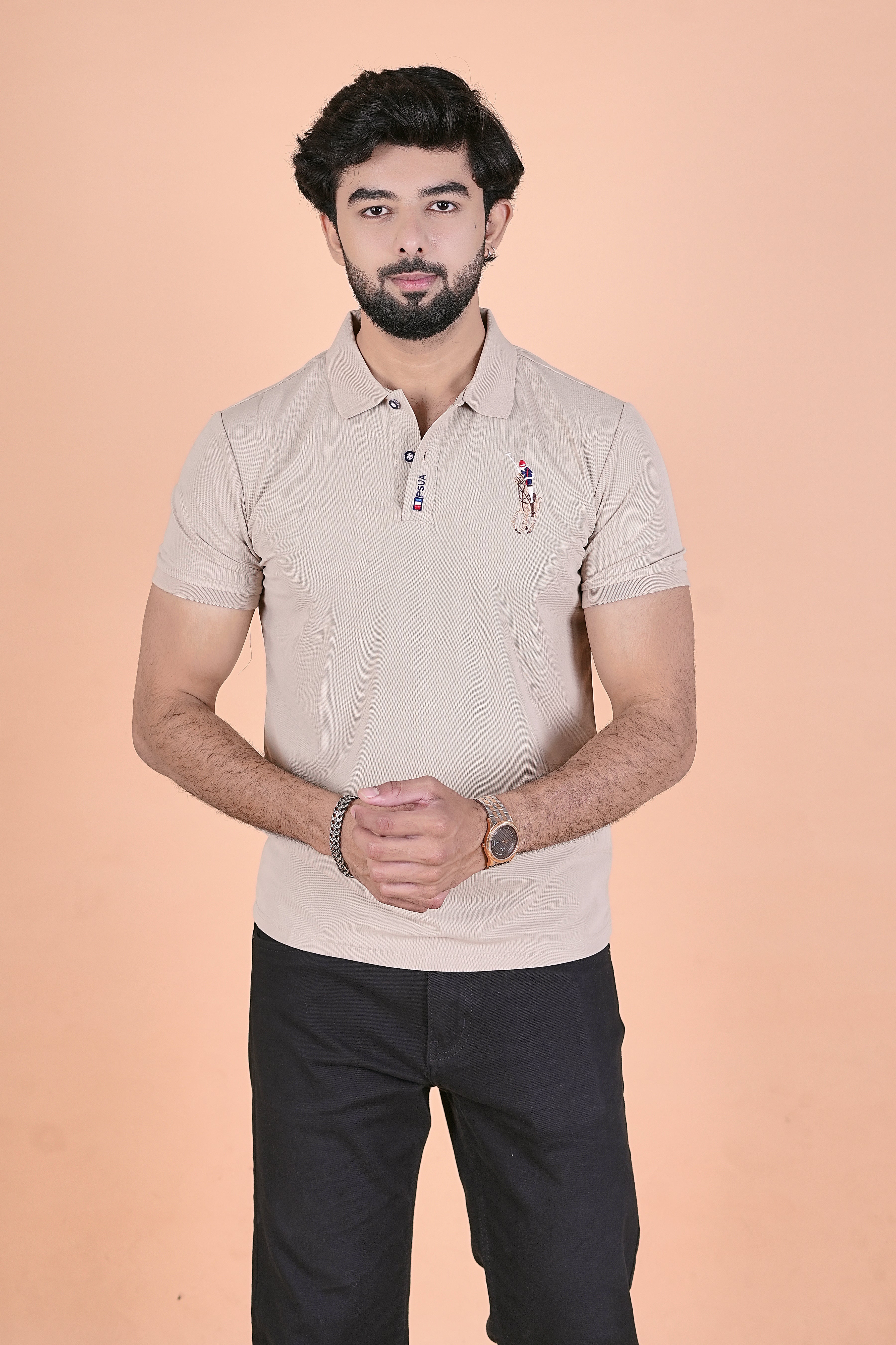 Men’s Signature Sand Beige Polo – Premium Breathable