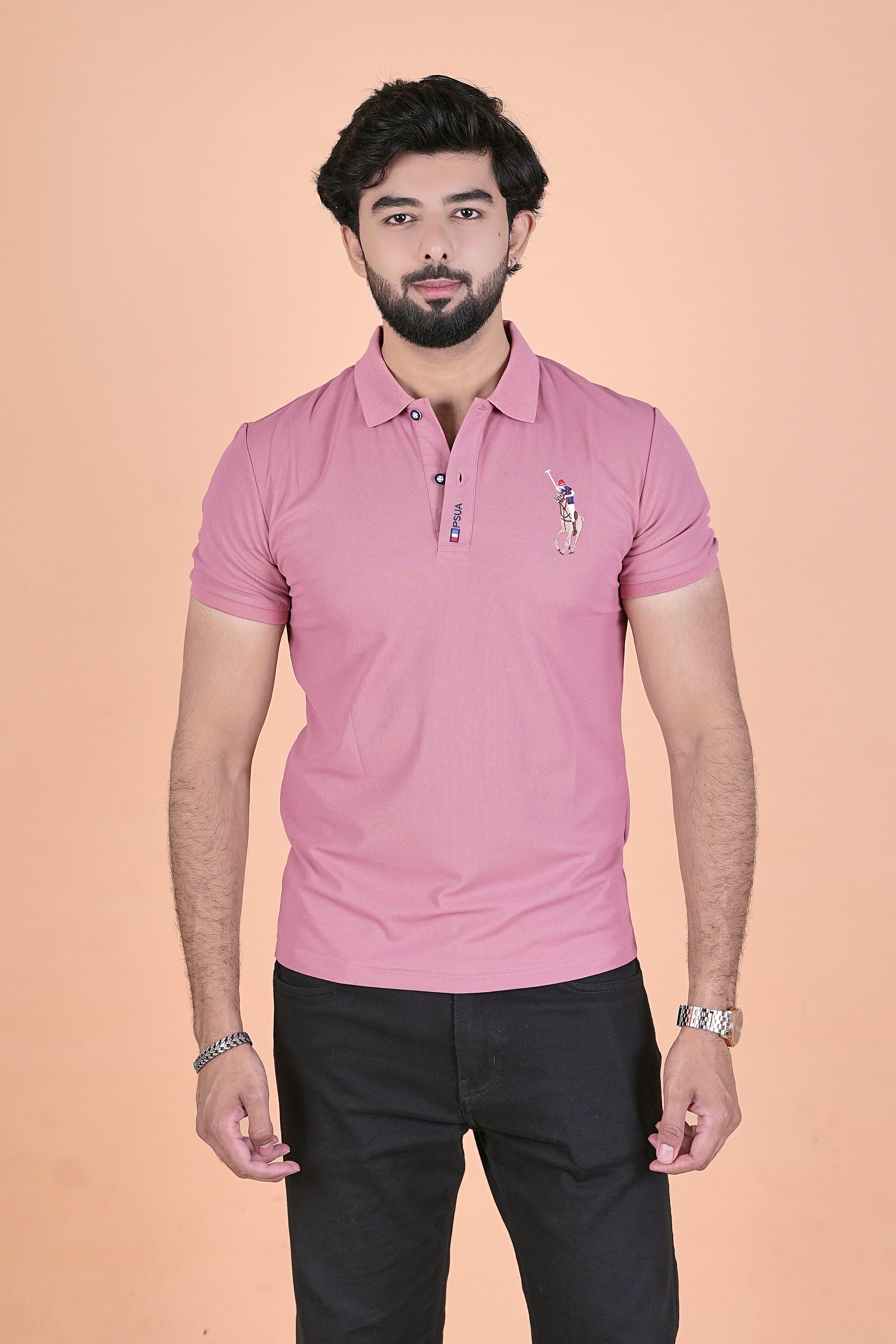 Men’s Signature Rose Pink Polo – Premium Breathable