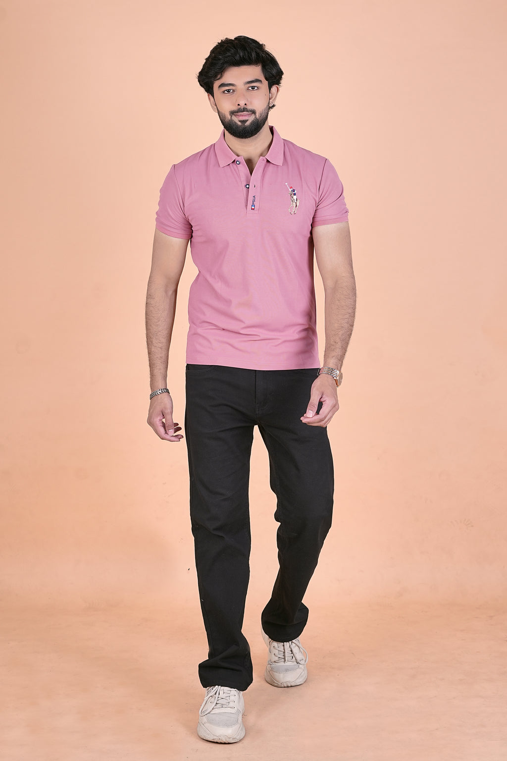 Men’s Signature Rose Pink Polo – Premium Breathable