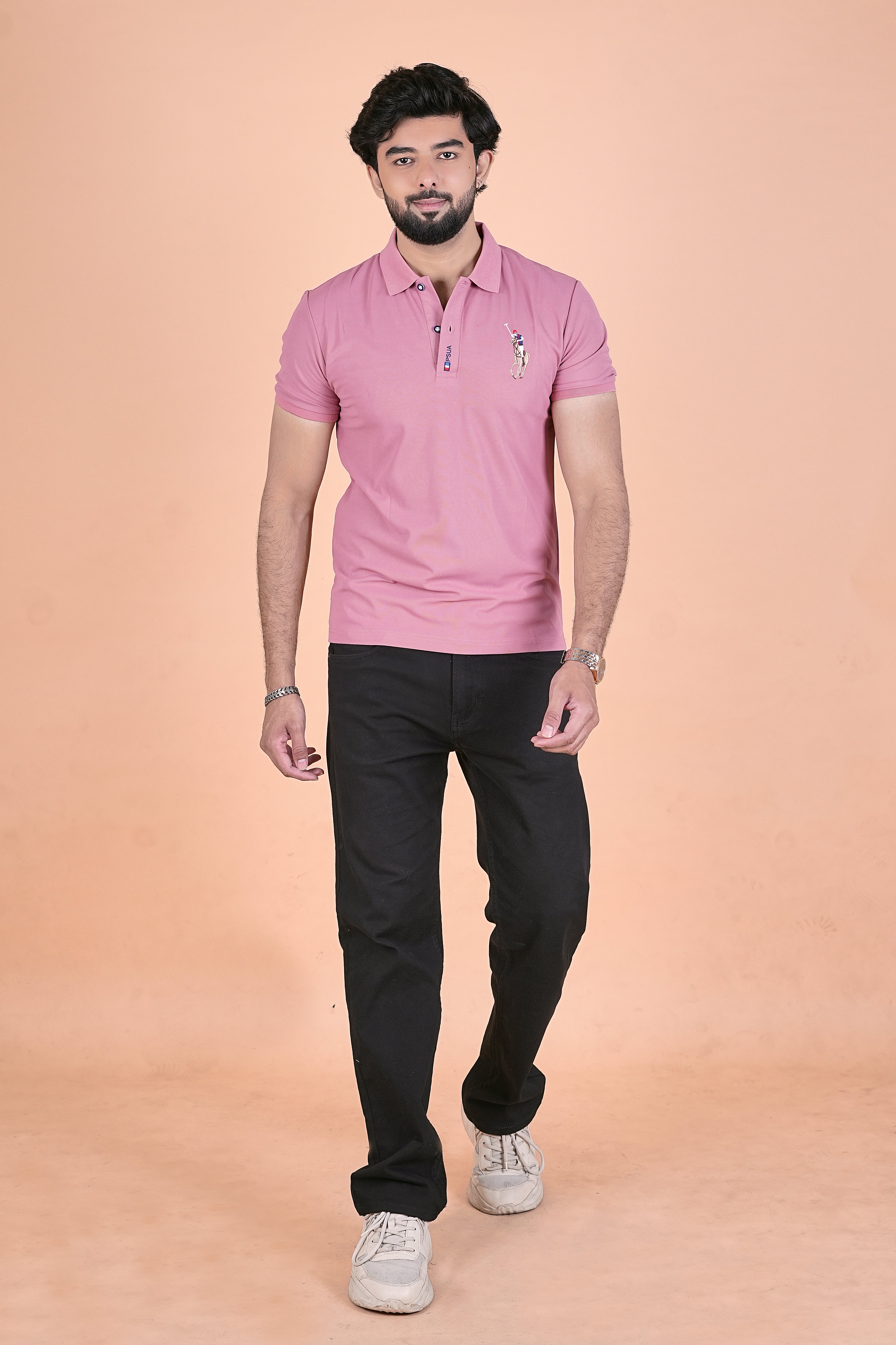 Men’s Signature Rose Pink Polo – Premium Breathable