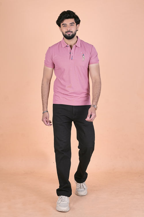 Men’s Signature Rose Pink Polo – Premium Breathable