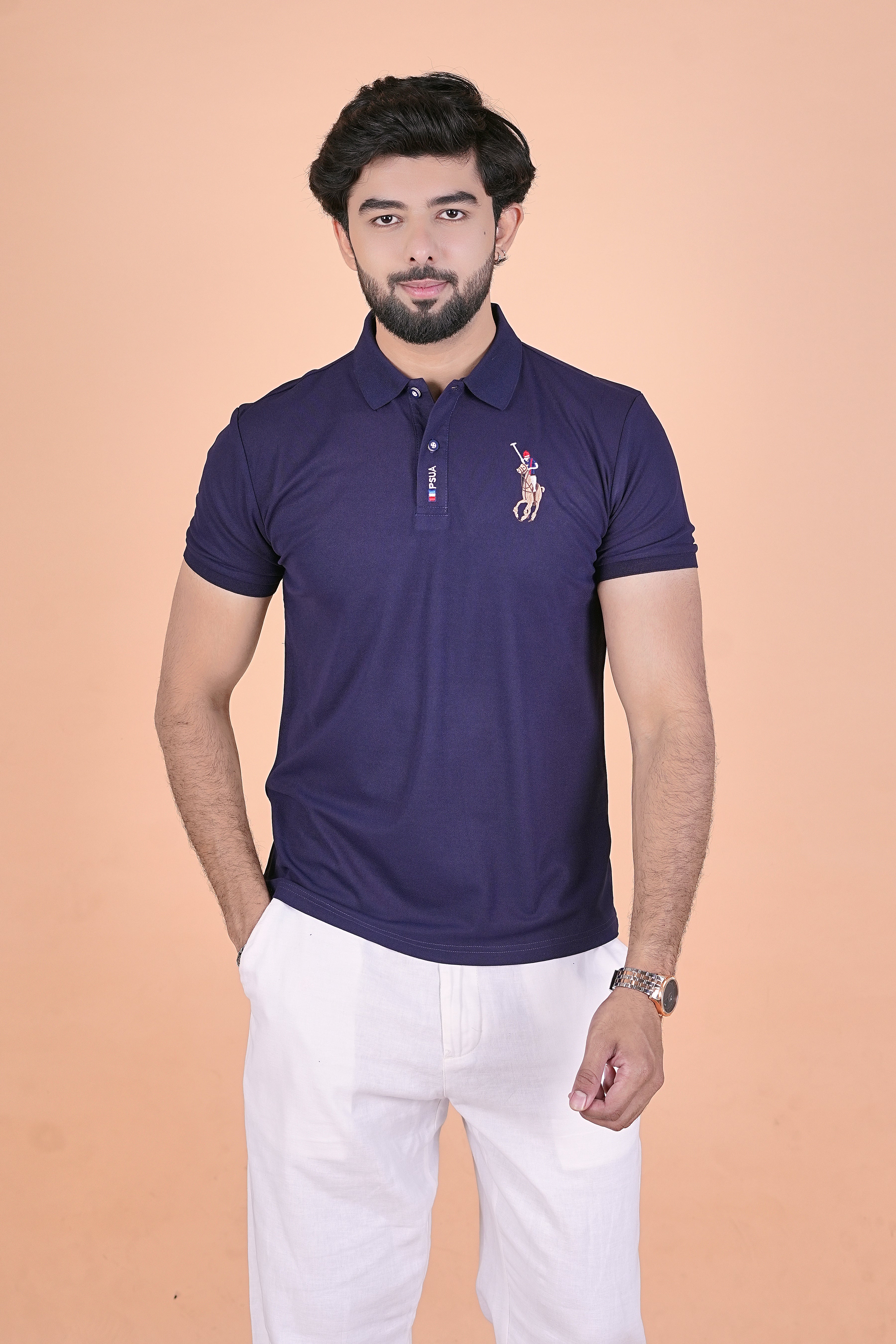 Men’s Royal Navy Signature Polo – Premium Breathable Half-Sleeve T-Shirt