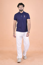 Men’s Royal Navy Signature Polo – Premium Breathable Half-Sleeve T-Shirt