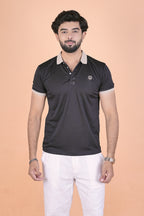 Men’s Elite Contrast Polo – High-Definition Textured
