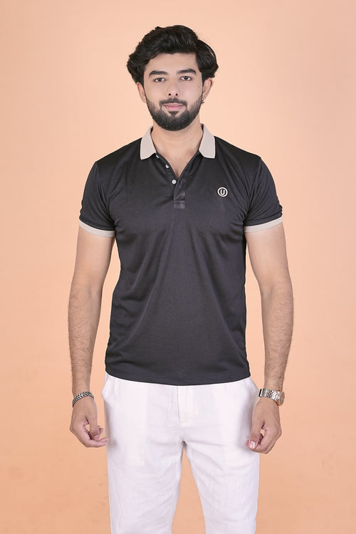 Men’s Elite Contrast Polo – High-Definition Textured