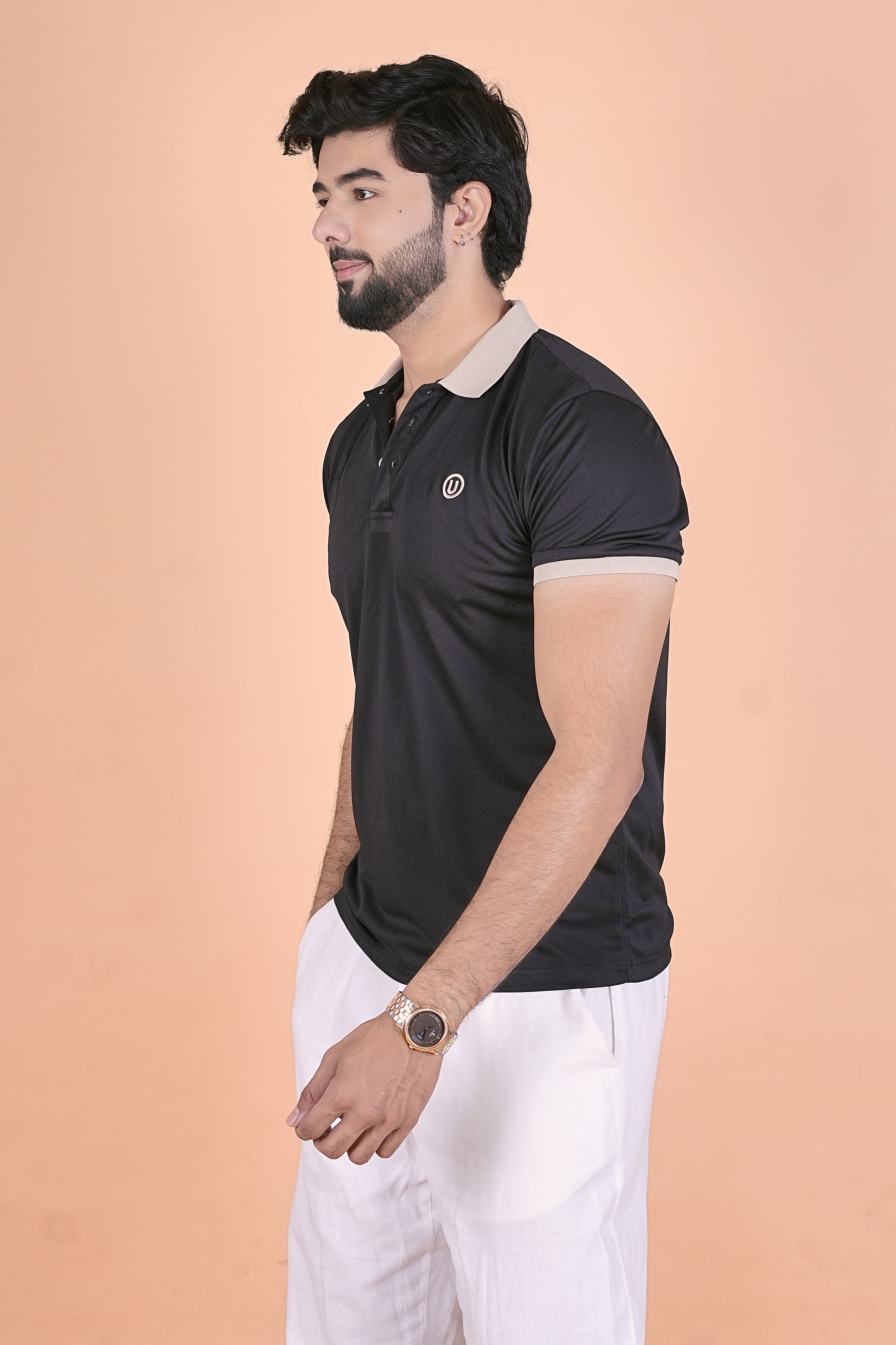 Men’s Elite Contrast Polo – High-Definition Textured