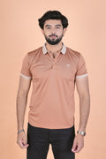 Men’s Burnt Orange & Sand Polo – Premium Wrinkle-Free Breathable