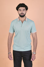 Men’s Premium Pista Mint & Sand Polo – Breathable Wrinkle-Free