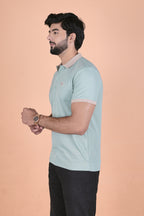 Men’s Premium Pista Mint & Sand Polo – Breathable Wrinkle-Free
