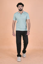 Men’s Premium Pista Mint & Sand Polo – Breathable Wrinkle-Free