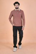 Men’s Elite Full-Sleeve Burnt Orange Polo – Premium Breathable