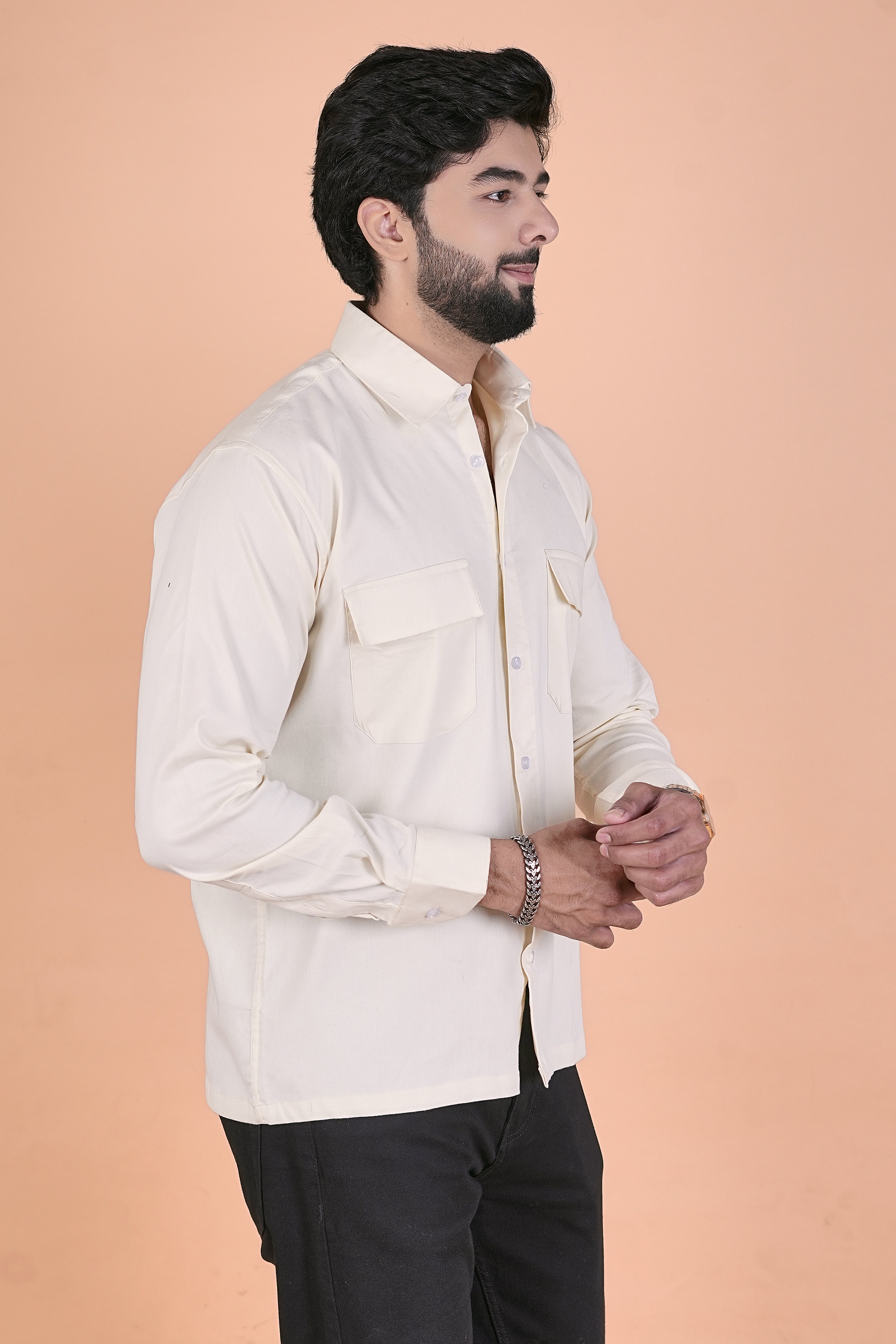 Men’s Heritage Corduroy Utility Shirt – Premium Semi-Formal Double Pocket Shirt