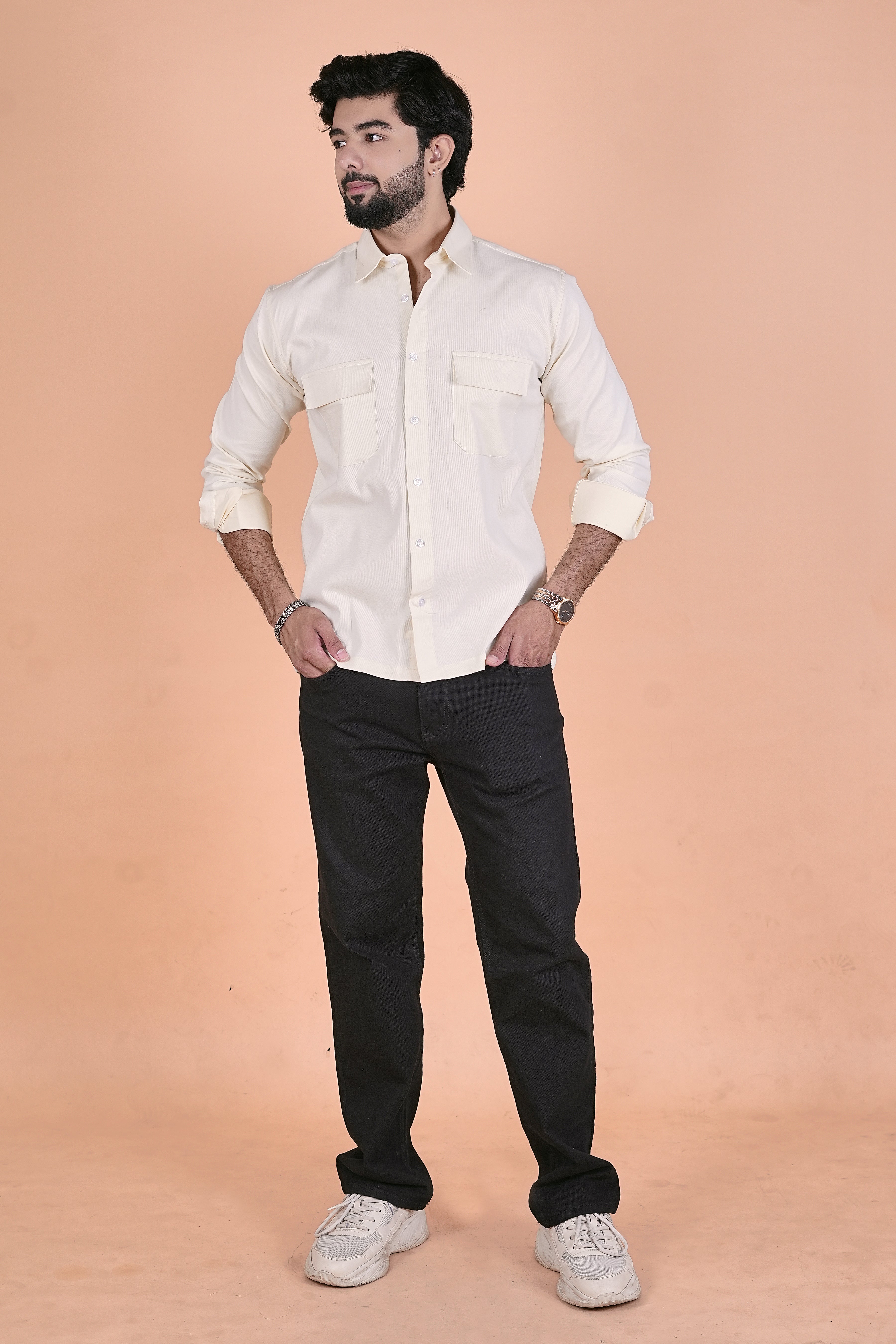 Men’s Heritage Corduroy Utility Shirt – Premium Semi-Formal Double Pocket Shirt