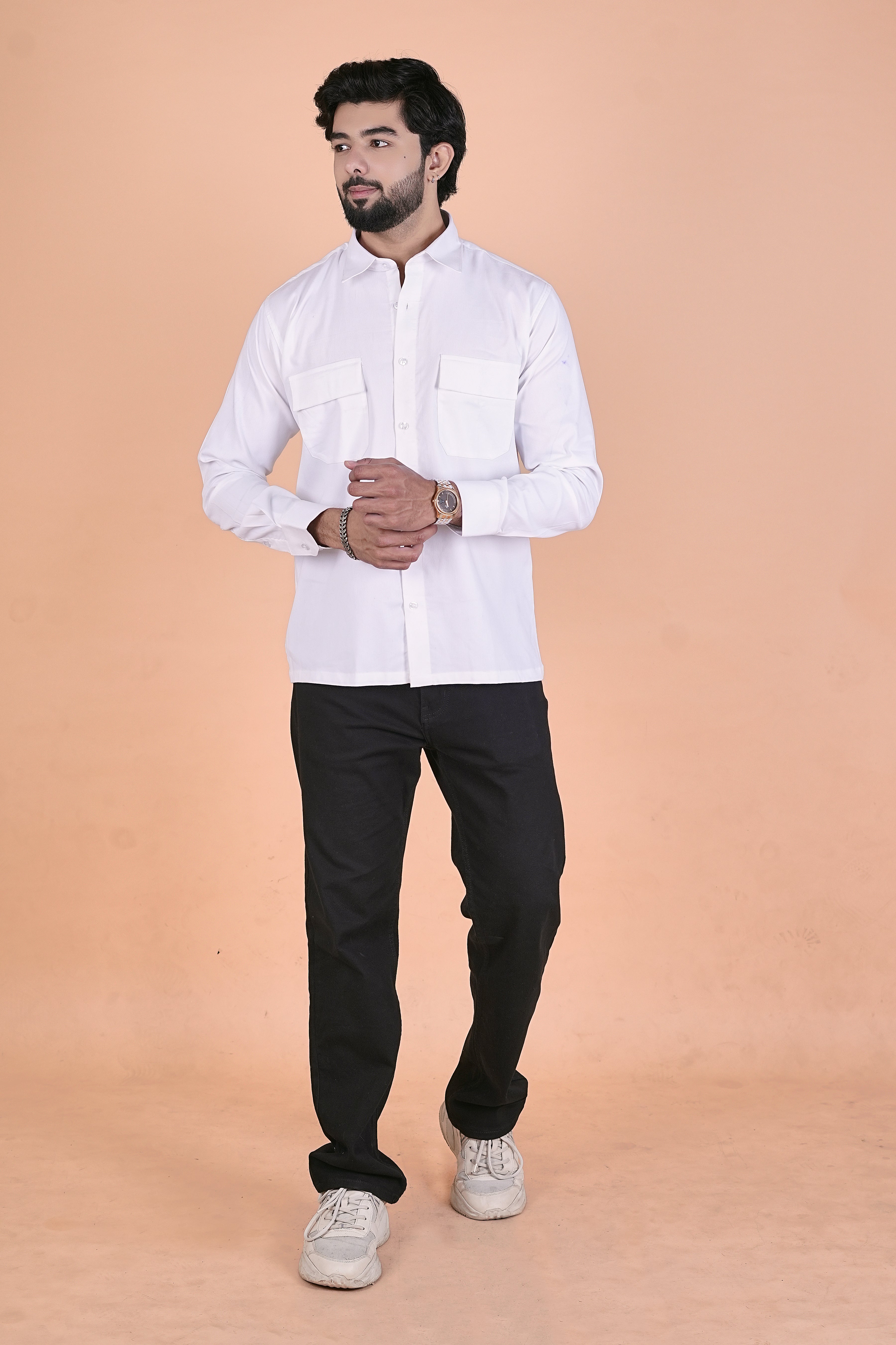 Men’s Heritage Corduroy Utility Shirt – Premium Semi-Formal Double Pocket Shirt