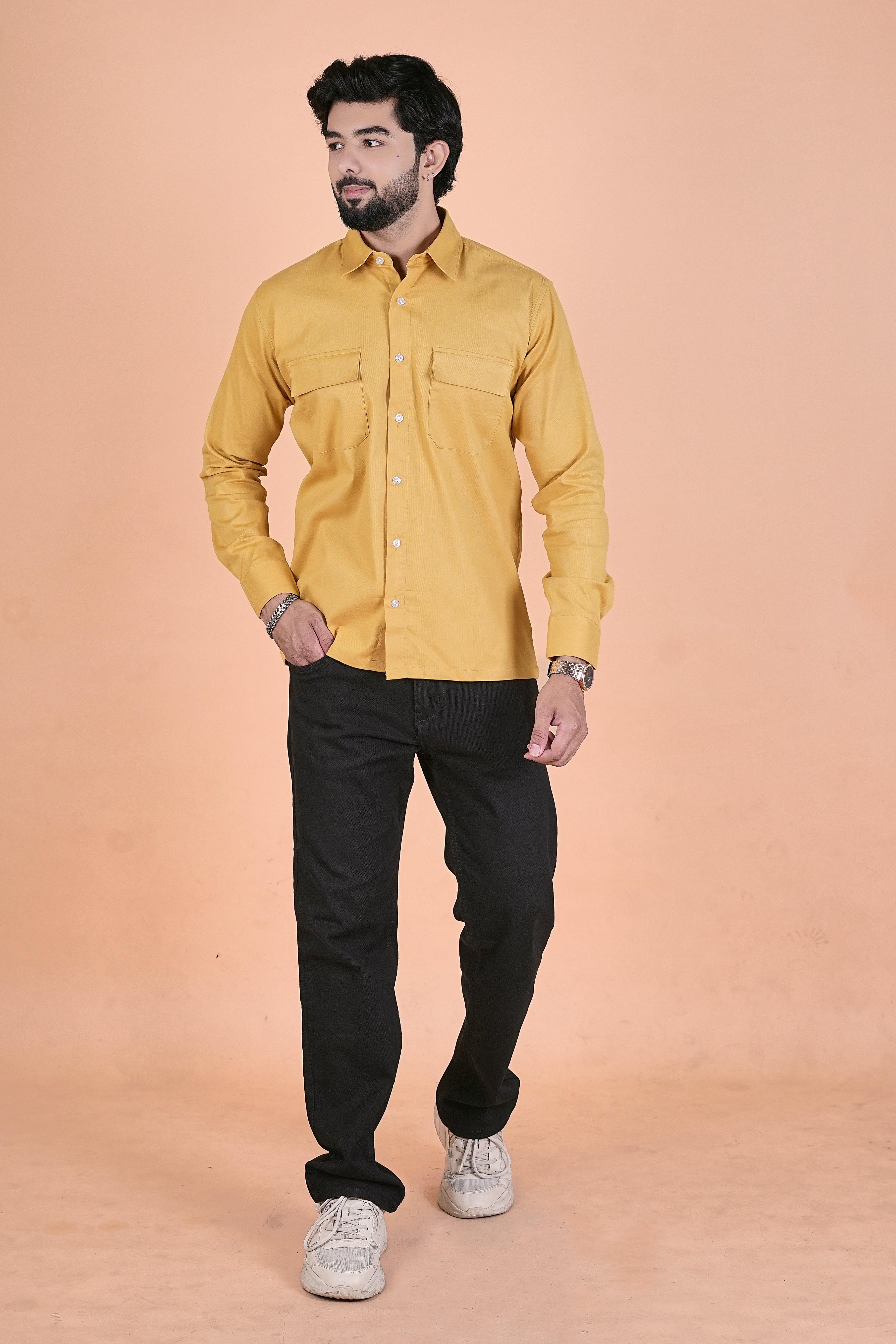 Men’s Heritage Corduroy Utility Shirt – Premium Semi-Formal Double Pocket Shirt