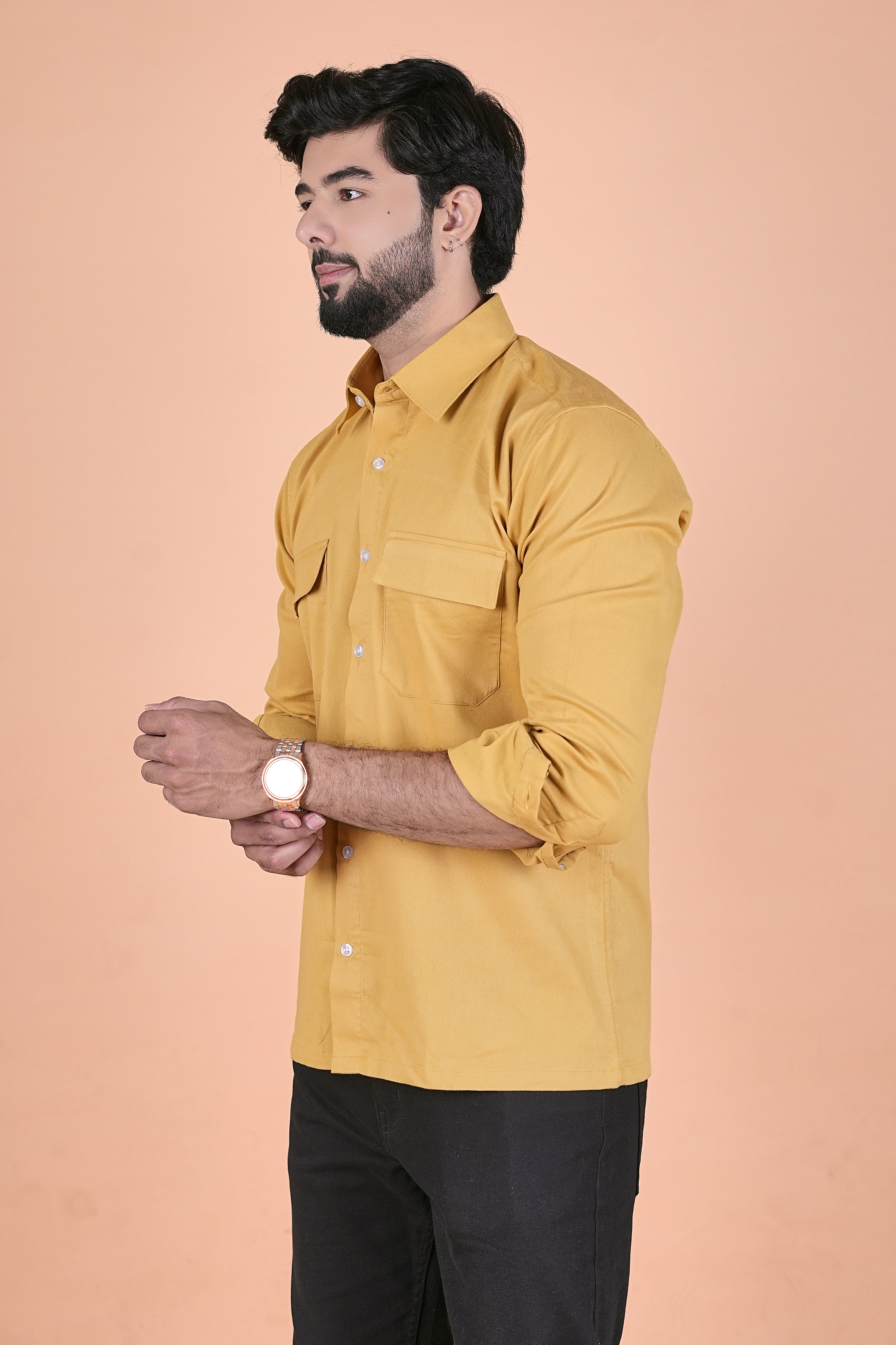 Men’s Heritage Corduroy Utility Shirt – Premium Semi-Formal Double Pocket Shirt