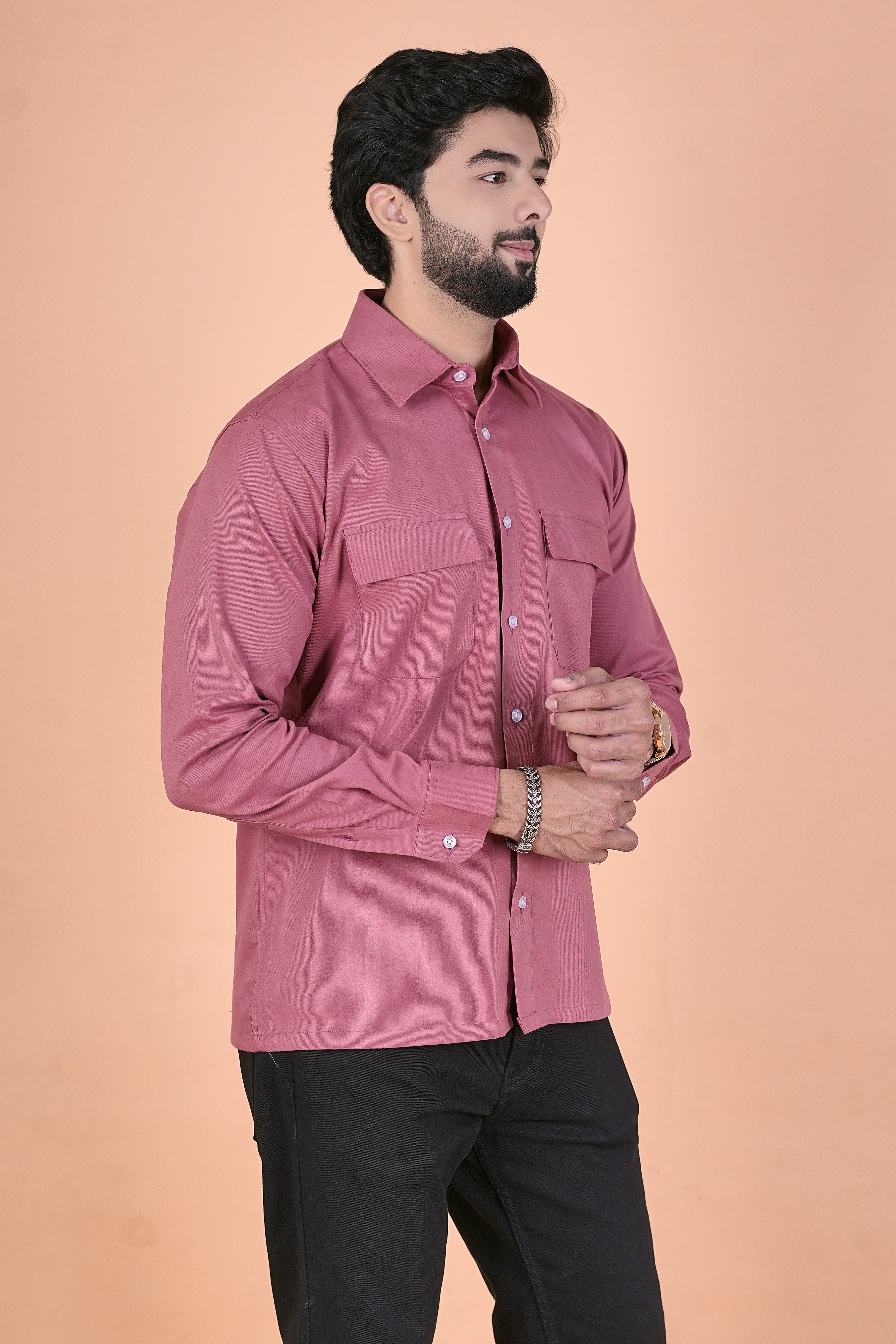 Men’s Heritage Corduroy Utility Shirt – Premium Semi-Formal Double Pocket Shirt