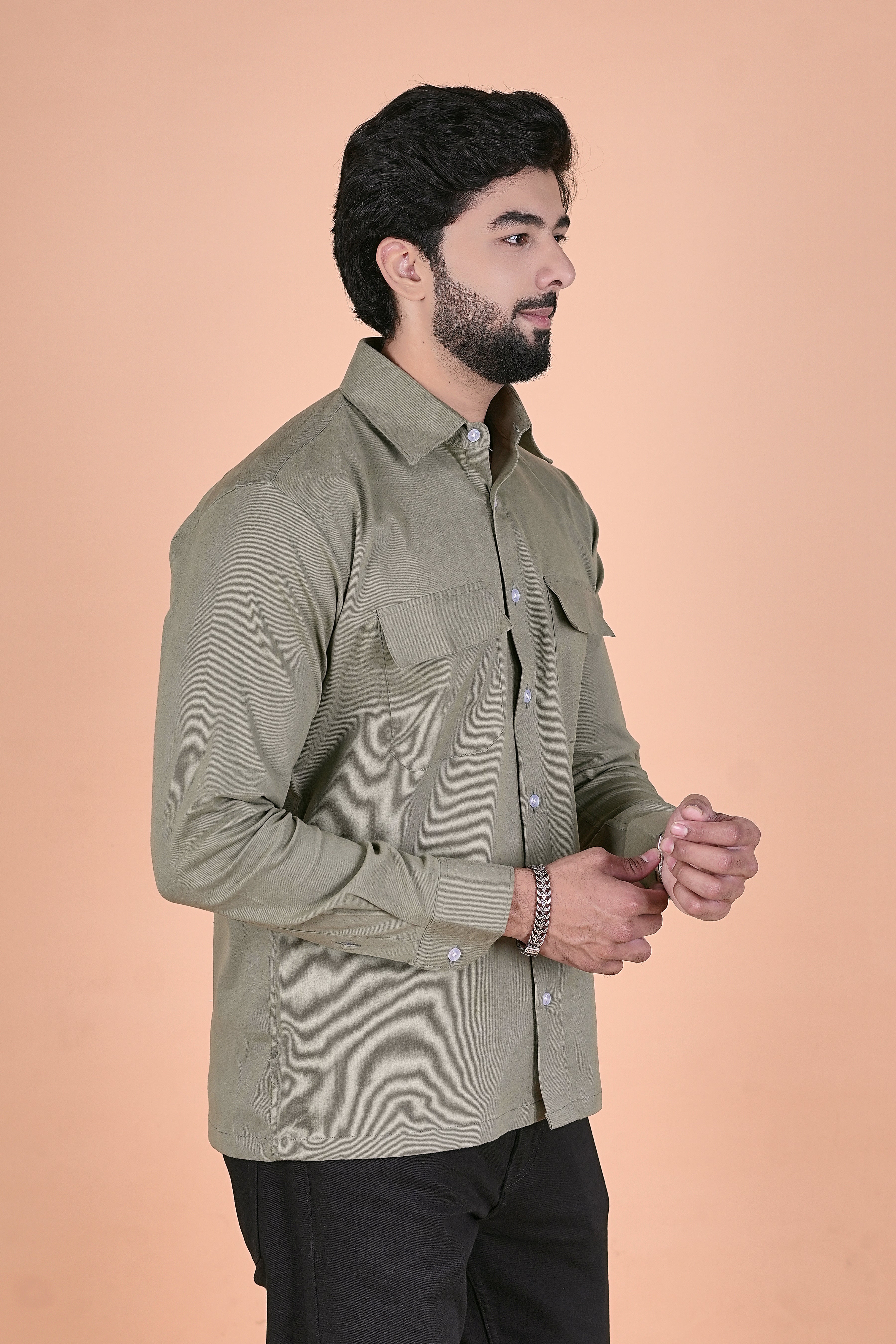 Men’s Heritage Corduroy Utility Shirt – Premium Semi-Formal Double Pocket Shirt